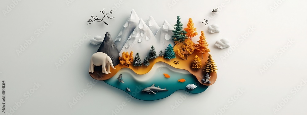 Poster a conceptual 3d rendered diagram illustrating the frequency of occurrence of various species within 