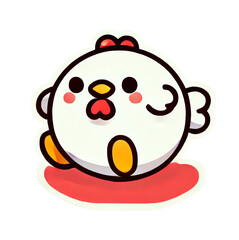 Obraz premium A simple, cartoon-style illustration of a cute chicken