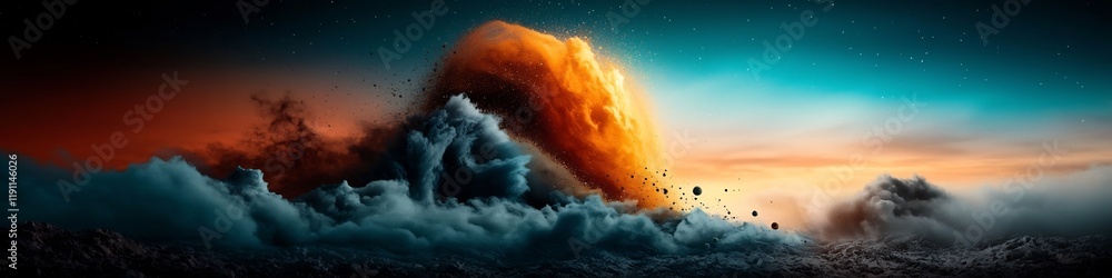 Poster dramatic digital visualizing the propagation of seismic waves through the earth s crust at different