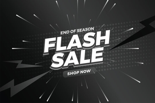 Flash Sale promotional labels templates set. Special offer with thunder sign and hand lettering for business, discount shopping, sale promotion and advertising.