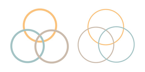 Colorful venn diagram is showing three overlapping circles with numbers for your text and design.   Venn Diagram.