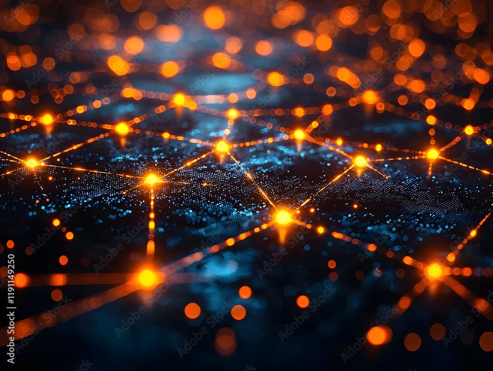 Poster visualizing the flow of ideas in a collaborative network of interconnected nodes