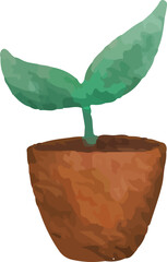 clip art set watercolor illustration of a sunny spring summer outdoor gardening day activity