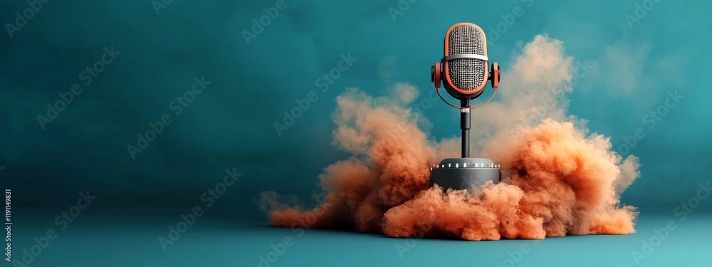Poster captivating 3d depicting the dynamic process of frequency modulation fm used in radio broadcasting t