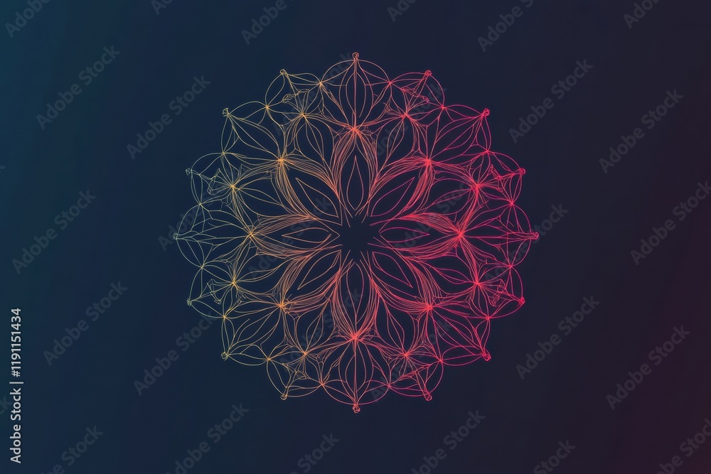 Fototapete clean and simple illustration of a virus design with geometric patterns on a colorful background. ge