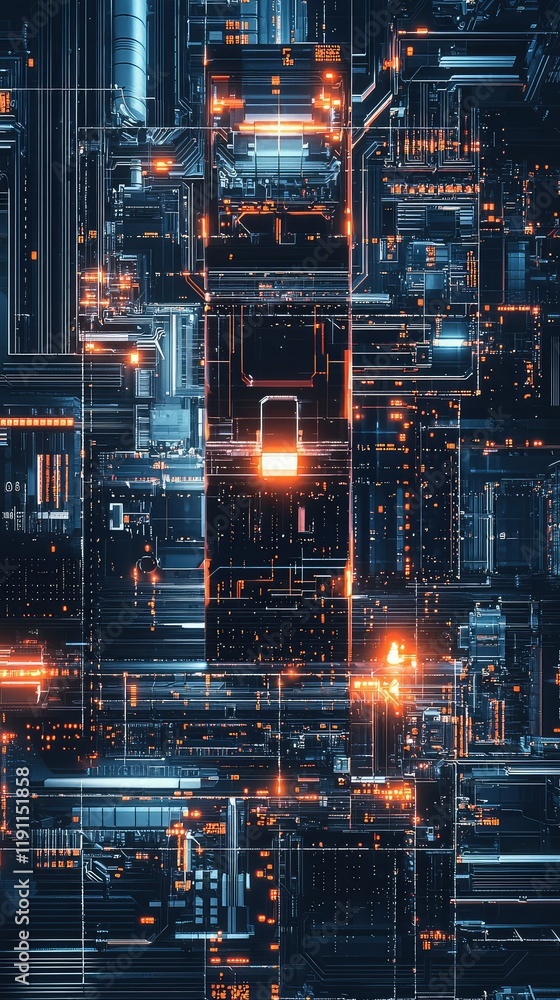 Poster futuristic abstract background with neon lights and circuit patterns