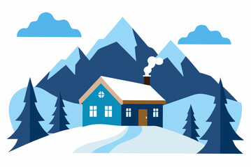 winter landscape with houses