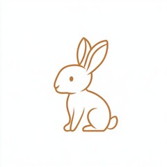 Obraz premium Brown line art bunny, sitting, white background, logo design