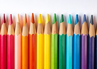 Fototapeta premium Vintage Back to School: Colorful Pencils Arranged on White Background