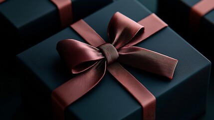Elegantly packaged gift box adorned with a vibrant crimson bow centered close up 3D rendering high end studio lighting refined luxurious style  A premium exclusive and indulgent product presentation