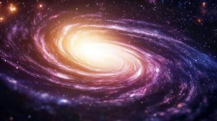 A breathtaking spiral galaxy with luminous swirls of stars, glowing nebulae, and vibrant cosmic colors, illuminating the vast expanse of the universe. The scene captures the beauty