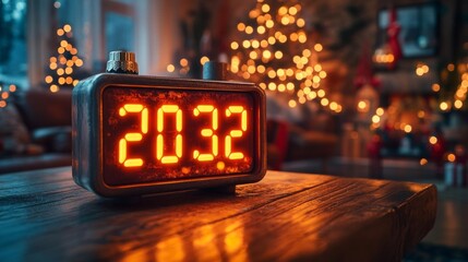 Modern Countdown Timer with Festive Lights. Generative AI