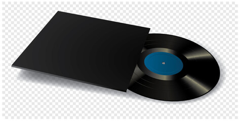 vinyl LP with blank black cover and blue label