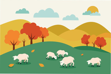 landscape with sheep