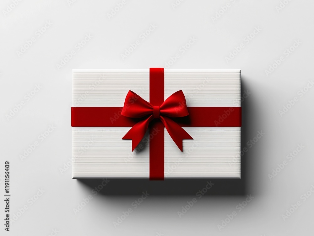 Poster intricate and luxurious gift box with an elegant red ribbon showcased in a 3d visualization with sof