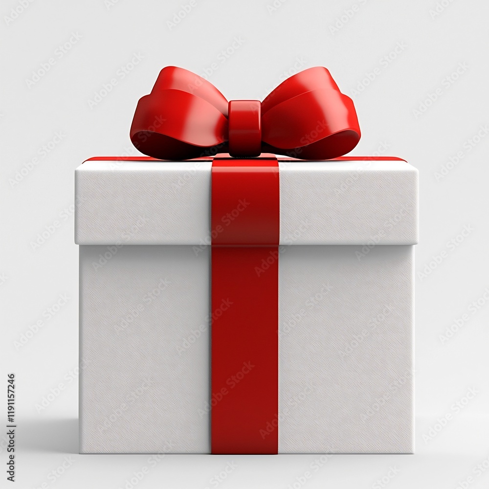 Aufkleber elegant wrapped gift box with red ribbon bow on clean neutral background 3d rendering with details a