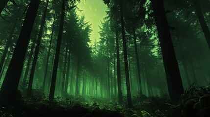 Obraz premium Deep Forest Green, a vibrant hue representing nature, growth, and the commitment to sustainability in modern design and lifestyle choices