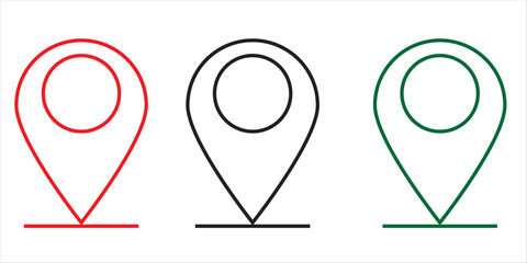 Set of icons Location Pin, Map Pin, Place, Location, Address, location icon. Vector map pin, red pin on white background.