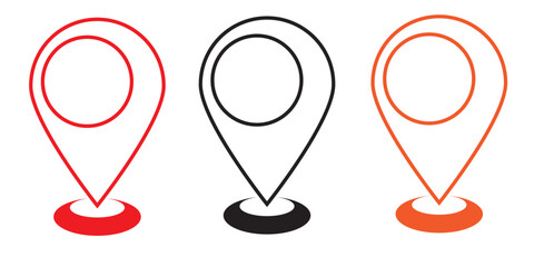 Set of icons Location Pin, Map Pin, Place, Location, Address, location icon. Vector map pin, red pin on white background.
