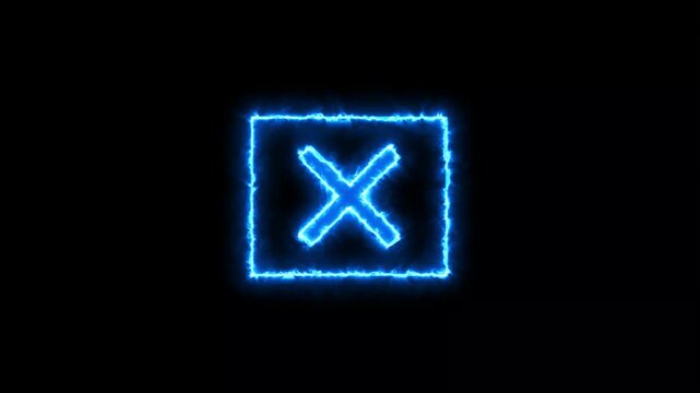 Neon blue portal saber wrong icon animation with looping black background.