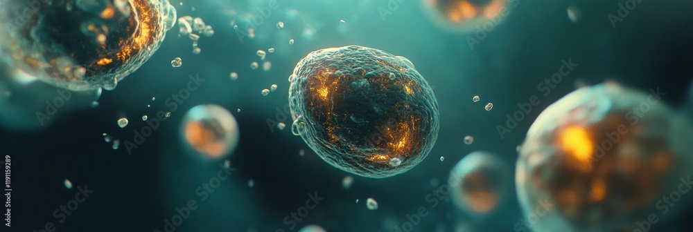 Poster viruses attacking cells in a dynamic cellular environment under scientific study. generative ai
