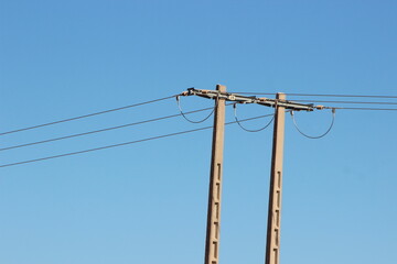 An electric pole with wires