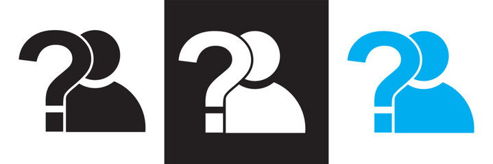 Question marks and people icon.  isolated on white and black background. vector illustration. EPS 10