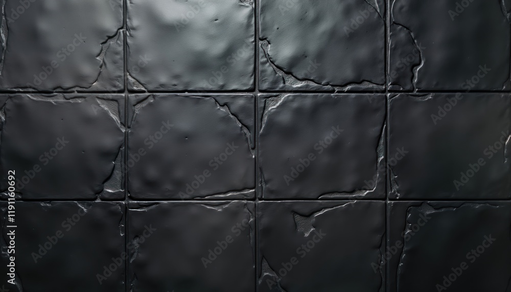 Poster dark gray andesite stone rectangle tiles form modern design surface. smooth textured surface unique 