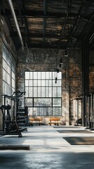 Modern Industrial Gym Space with Natural Light and Equipment