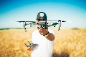 shallow focus photography of quadcopter drone