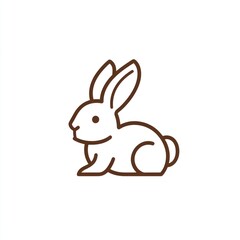 Obraz premium Brown line art rabbit sitting, white background, Easter design (1)