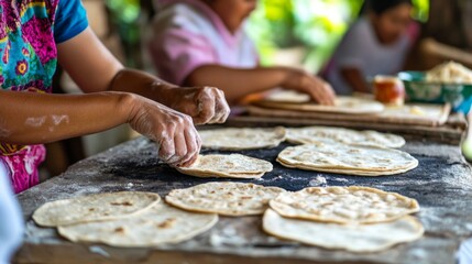 Hands Crafting Traditional Tortillas
