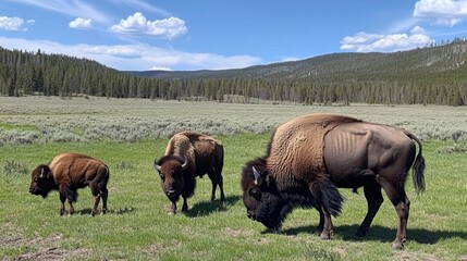Fototapeta premium Majestic Bison in a Pristine Landscape