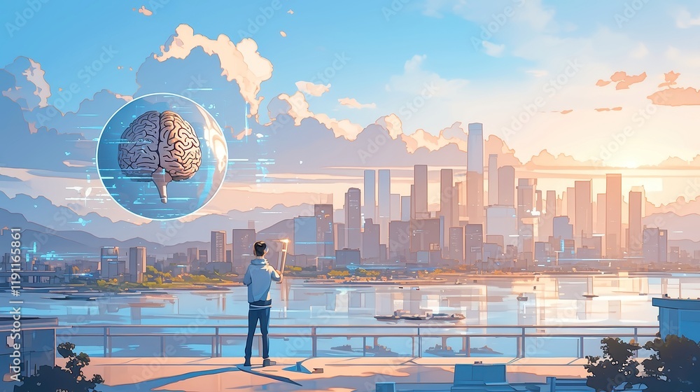 Poster digital mind in orbit, a visual representation exploring the intersection of artificial intelligence
