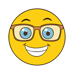 happy face emoji with glasses icon