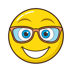 happy face emoji with glasses icon