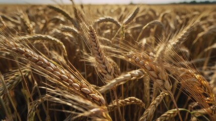 Golden Waves of Wheat Under a Serene Sky: A Lush Landscape Capturing the Essence of Agriculture and Bountiful Harvests, Symbolizing Nature's Abundance