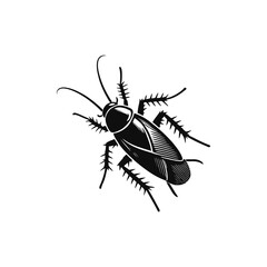Cockroach Silhouette in Black Vector Illustration