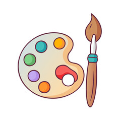 paintbrush and palette for art teacher icon