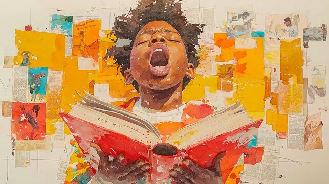 Book Club Spotlights, a cozy gathering place for engaging discussions on impactful literature by Black authors, featuring a warm, inviting watercolor illustration.