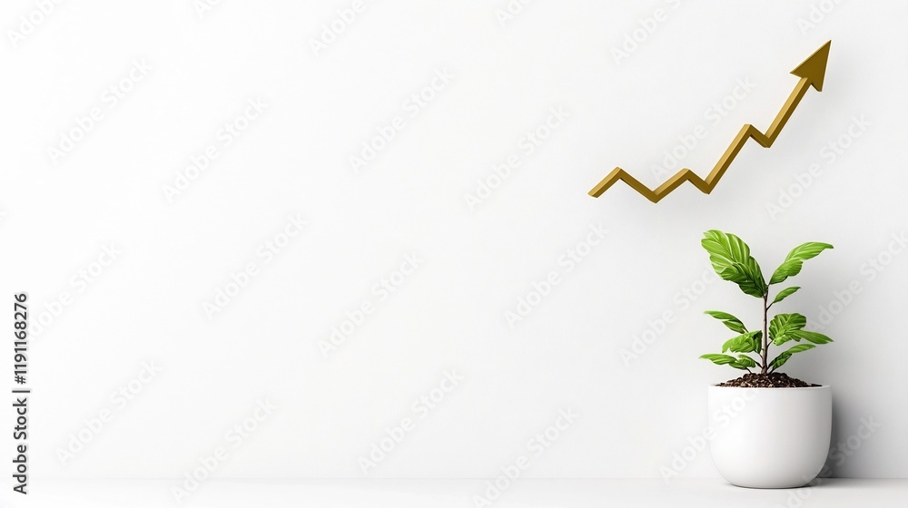 Aufkleber upward pointing financial graph on pristine white background symbolizing prosperous and promising fi