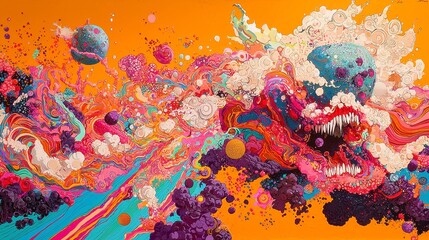 Cultural Celebration, An homage to Black American heritage, showcasing vibrant art and music, swirling patterns symbolize elegance and resilience in cultural expression.