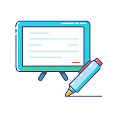 whiteboard with marker vector icon, whiteboard with marker vector illustration - simple illustration of whiteboard with marker, perfect for logos and iconswhiteboard with marker 