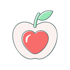 apple with a heart vector icon, apple with a heart vector illustration - simple illustration of apple with a heart, perfect for logos and iconsapple with a heart 