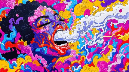 Empowering Youth, Celebrating Black achievements through dynamic art, swirling patterns symbolize resilience and creativity, inspiring future generations to embrace their heritage.