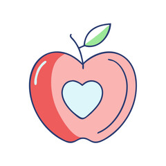 apple with a heart vector icon, apple with a heart vector illustration - simple illustration of apple with a heart, perfect for logos and iconsapple with a heart 