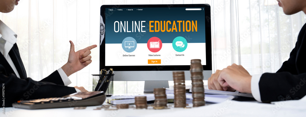 Poster e-learning website with brisk sofware for student to study online on the internet network