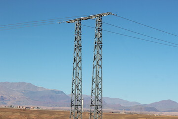 An electric pole with wires