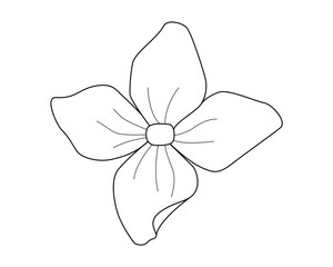 Hydrangea flower, one flower from inflorescence - vector linear picture for sign, logo or coloring book. Outline. Hydrangea flower, plant element for coloring	