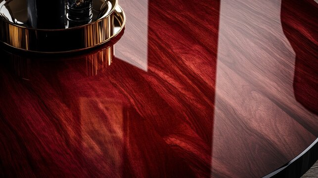 Glossy cherry lacquered wood. Premium smooth polished finish